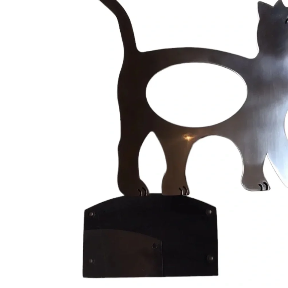 Cat Photo Frame Large Metal Freestanding Curved Large 11” Table Decor Silver 4x6